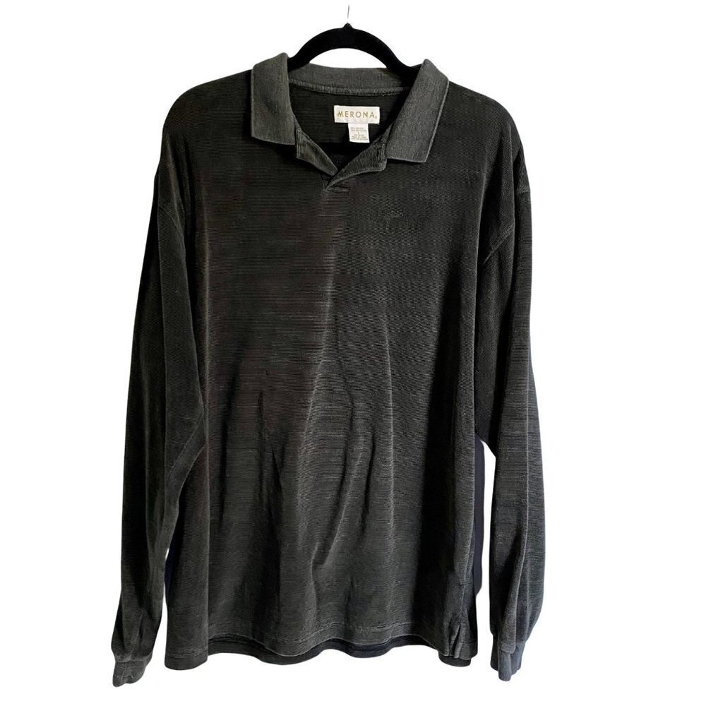 Merona Gray Long Sleeve Collared Mens Shirt Large